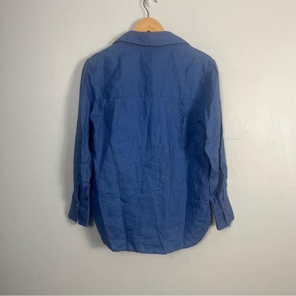 Vince Linen Easy Button-Front Shirt in cadet blue size XS - Picture 7 of 7